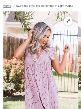 Impressions Lavender Eyelet V-Neck Babydoll Romper/Dress, Women's, Medium.